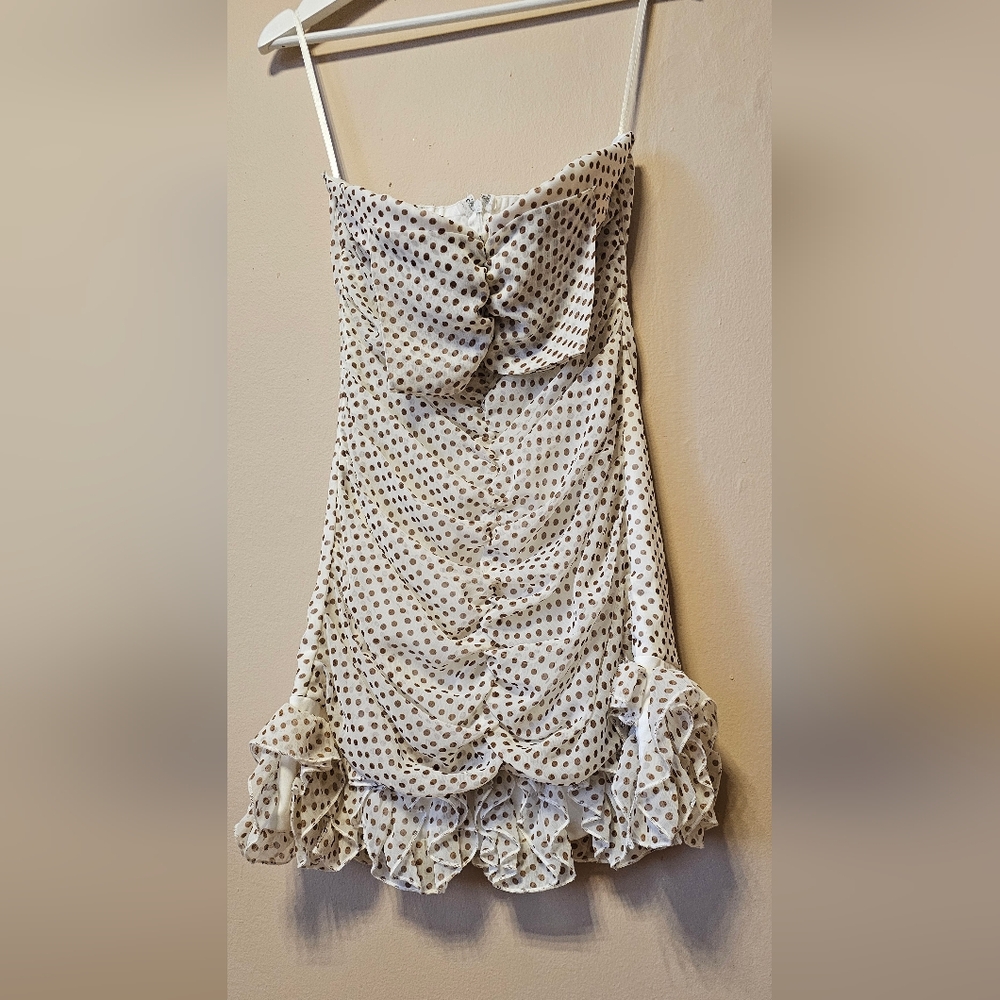 NWT-YA LOS ANGELES Polka Dot Ruffle Mini Dress.Sz.S. V.port